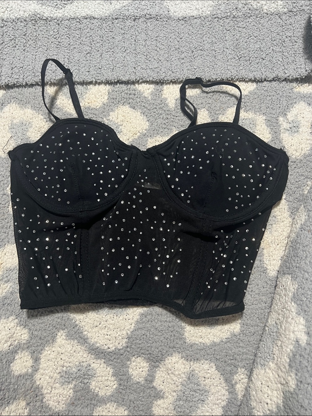 Rue21 Black Rhinestone Bustier Crop Top